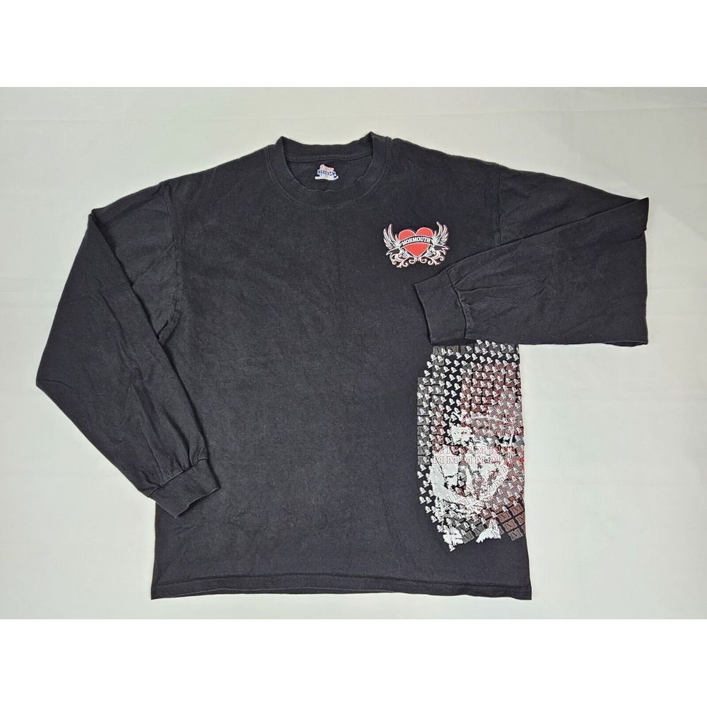 Monmouth T-Shirt Mens Large. Heart Logo Black Long Sleeve Tee.
